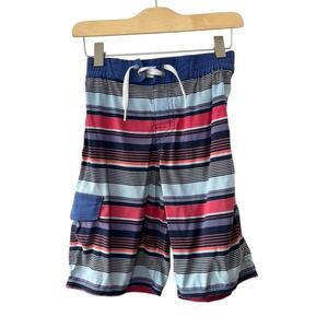 Hanna Andersson Blue & Red Stripe Swim Trunks Boy's Size 6-7